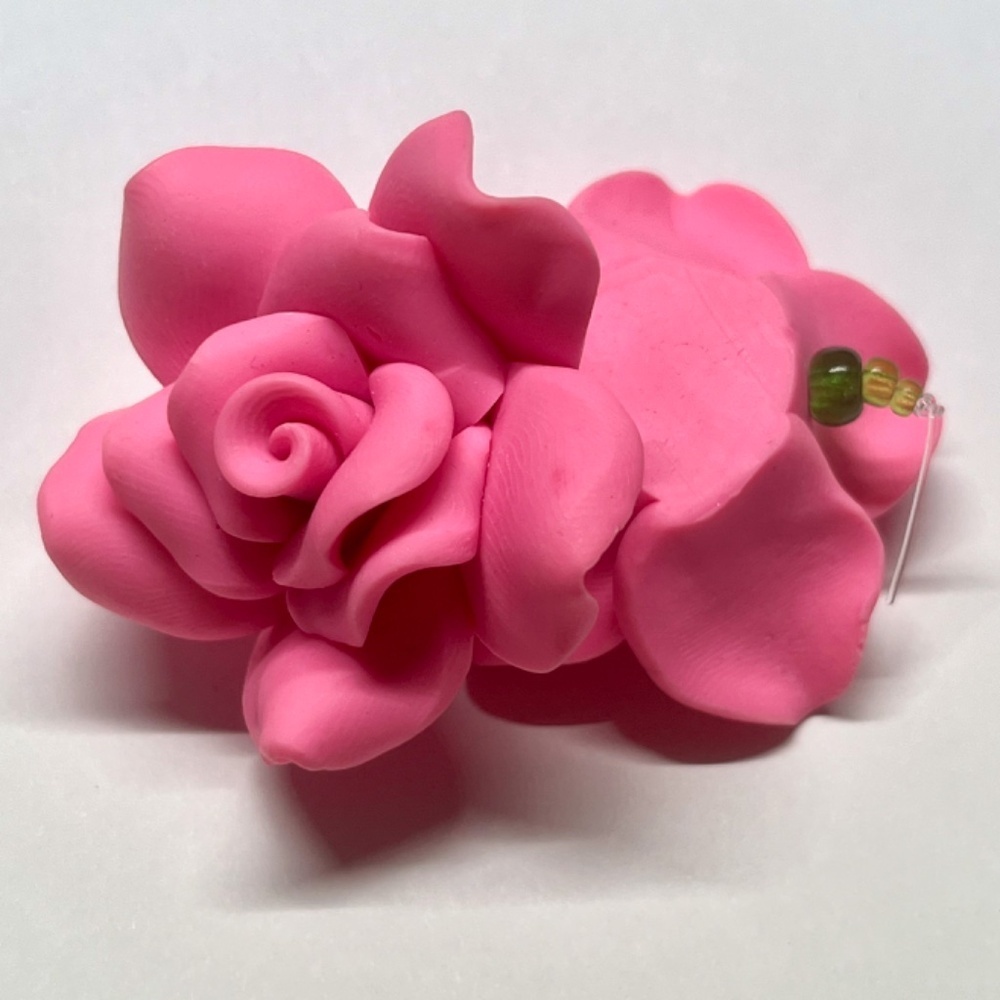 As Low As $2 Large Lightweight Polymer Clay Pink Blossoms 40mm x 23mm (2)